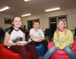 Having fun and relaxation on bean bags in accommodation building