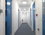 Main corridor on first floor in accommodation building